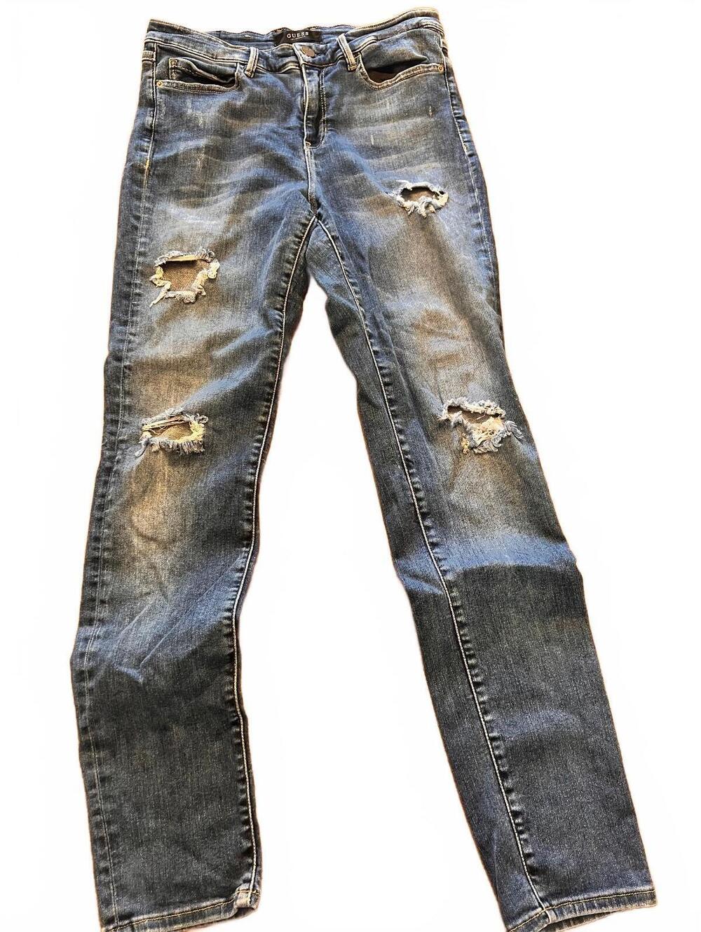 Guess 1981 Skinny High-Rise Distressed Jeans Size 28